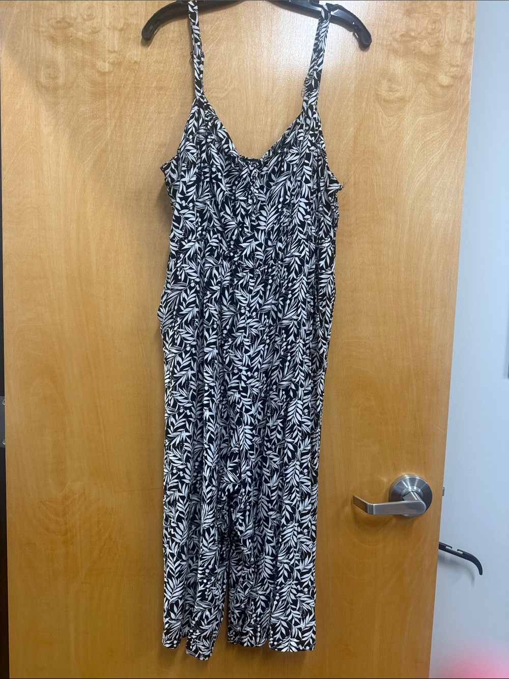 As U Wish Black and White Leaf Print Jumpsuit